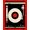 Black White Red, Pattern 13, variant on ODIKA 8'x10' Washable Area Rug Disc Vinyl Record Retro Cd Concentric Grooves Motif Shaped Music for King Size Bedroom Under Bed, Master Suite, Non-Shedding, Easy Care