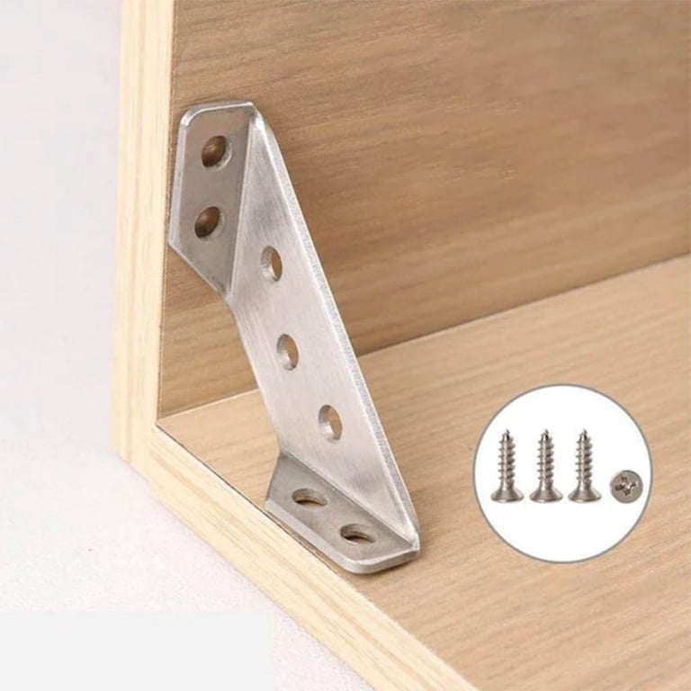 20PCS Stainless Steel Corner Brackets - Universal Furniture Connectors With Screws, 90 Degree Angle
