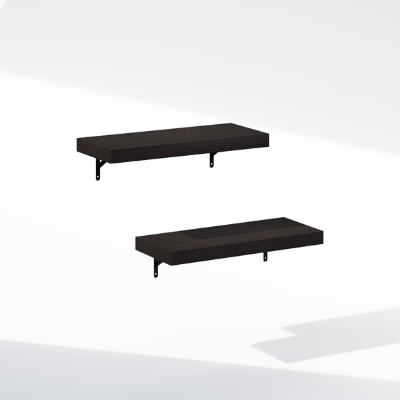 Furinno TANNA Floating Shelves for Wall Set of 2, 22-Inch Bathroom Wall Shelf, Wall Mounted Shelf, for Bathroom Organizers and Storage, Living Room, Tobacco Oak