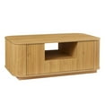 thumbnail image 3 of Mid Century Modern Coffee Table, 46.5" Storage Center Table with Door and Drawer, Wave Pattern Design for Living Room, Office or Apartment, Natural, 3 of 9