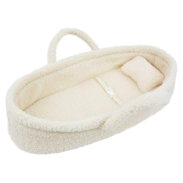 June Garden Cozy Dream Doll Bassinet - Baby Doll Portable Carrier - Fits for American Girl Dolls or Teddy Bears up to 18 - Cream White