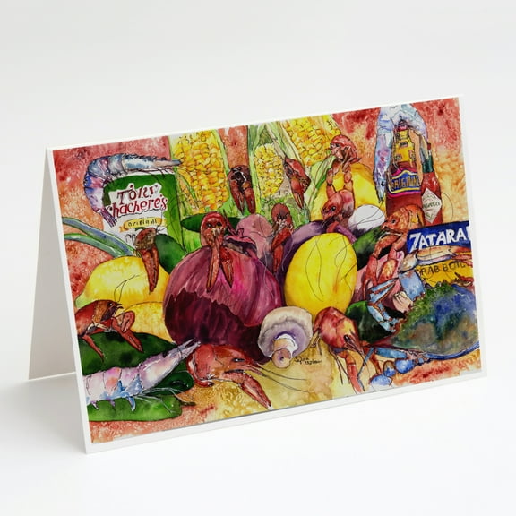 Crawfish with Spices and Corn Greeting Cards and Envelopes Pack of 8