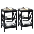 thumbnail image 3 of Gymax 2 Pcs Table de Chevet à 3 Niveaux Table d'Appoint Design en X Étagère de Rangement Salon Noir, 3 of 10