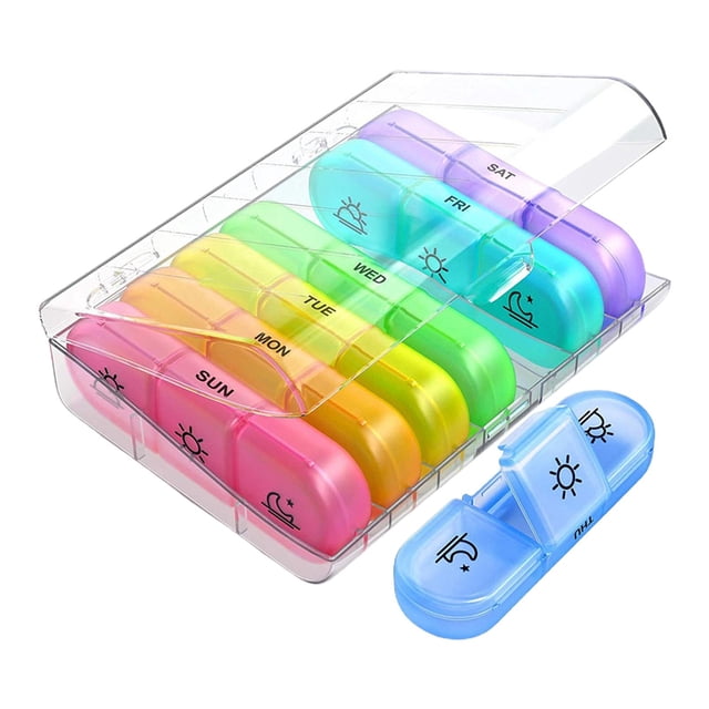 Organizador portátil, estuche de almacenamiento, 21 compartimentos, divisor , para ancianos en cápsula Sunnimix Dispensador de Cajas