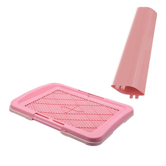 Inodoro para perros con poste, bandeja portátil de entrenamiento fácil de limpiar, bandeja de arena para mascotas para conejos, cachorros, interiores Rosa