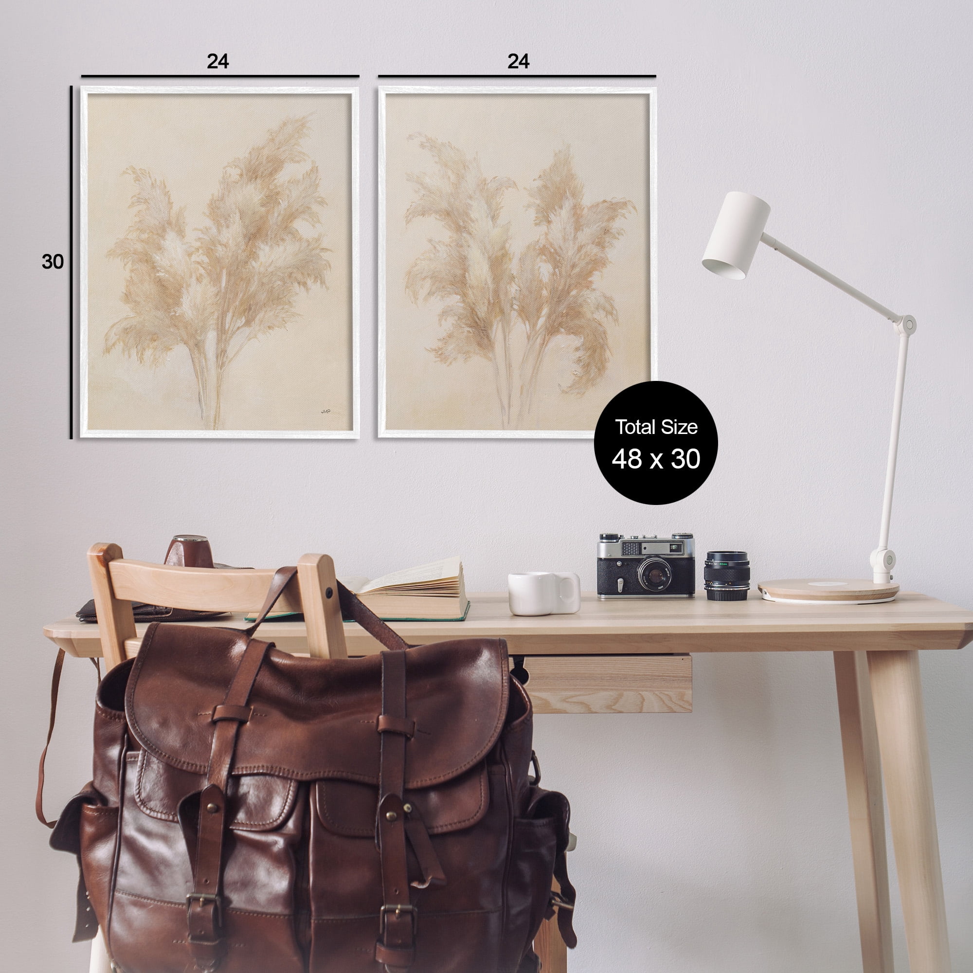 Stupell Industries Rural Reeds Studies Botanical & Floral Drawing White Framed Art Print Wall Art, 24 x 30, Set of 2