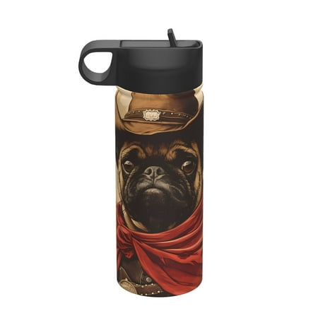 

Matuu Western French Bulldog Cowboy for 18oz Durable Thermal Cups Keep Drinks Cold & Hot Insulated Coffee Mug with Lid (With Straw)