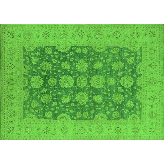 Ahgly Company Indoor Rectangle Oriental Green Traditional Area Rugs, 8' x 10'