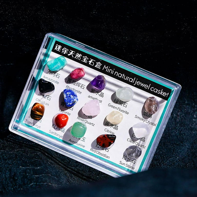 Rock Gemstones In Collection Box Crystal Natural Mineral Specimen