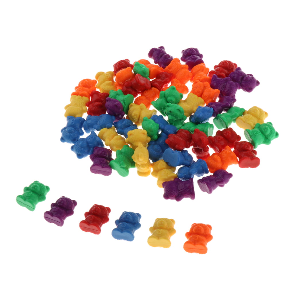 Mathlink Cubes Snap Blocks 4-Color Bear Sort Plastic Counters Colored Kids 