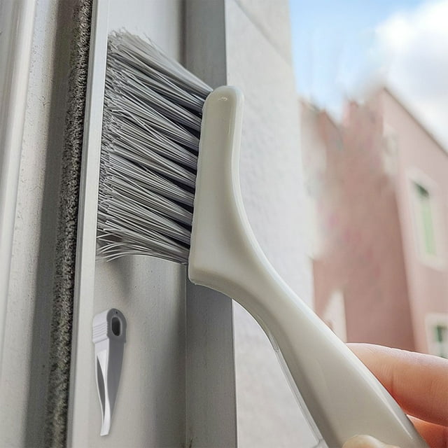 Juego de cepillos de limpieza 2 en 1 con pala pequeña | Cepillo de fregar multiusos para cocina, baño, ranuras de dormitorio | Cerdas duraderas de alta densidad | Herramienta de limpieza de grietas