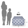 thumbnail image 3 of Moroccan Rectangle Pouf, Floral Inspired Classical Oriental Damask Repeating Simplistic Print, Under Desk Foot Stool for Living Room Office with Cover, 25", Off White Dark Sky Blue, by Ambesonne, 3 of 4