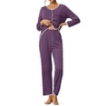thumbnail image 1 of Conjuntos de lounge para mujeres INSPIRE CHIC, camisetas de manga larga con pantalones, conjuntos de pijama XL en gris y púrpura, 1 of 6