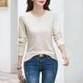 thumbnail image 6 of Fayshow0 Women'S Casual Round NecK Core Cotton T-Shirt Deals Up to 50% off Women'S Tops 2024 Round Neck Solid Color Bottoming Shirt Inner Long-Sleeved Round Neck Top/Shirt,Beige XL, 6 of 6