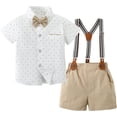 thumbnail image 2 of ZOEREA Toddler Baby Boy Clothes 1-5T Boy Gentleman Suit Short Sleeves Shirt +Suspender Pants +Bowtie Toddler Dress Boy Outfit, 2 of 5