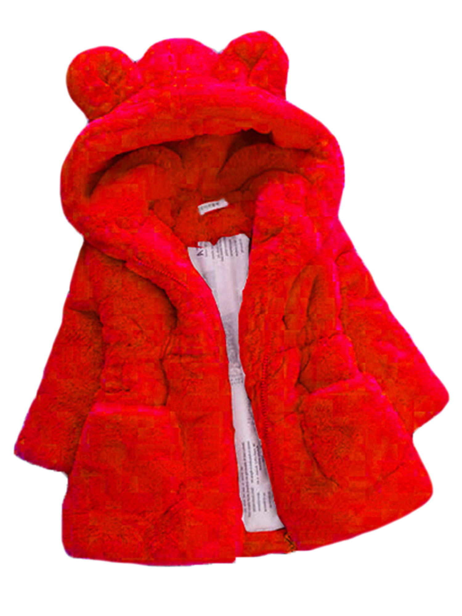 Kids Girls Faux Fur Warmer Hoody Coat Cute Casual Fleece Jacket Winter Outerwear 