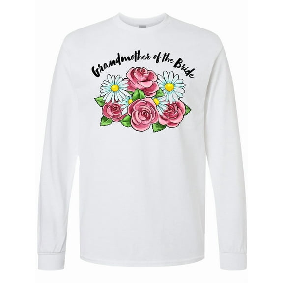 Inktastic Grandmother of the Bride Roses and Daisies Long Sleeve T-Shirt