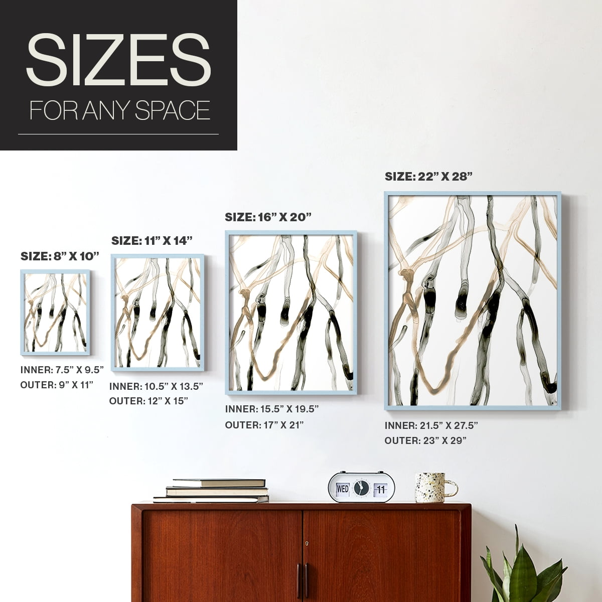 Runnel XI in Blue Solid Wood 11 x 14 Framed Print