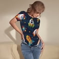 thumbnail image 5 of Naloa Spaceships and Stars Women's Short-Sleeved Onesie, One-Piece Swimsuit for Parties, dates, clubs - Large, 5 of 9