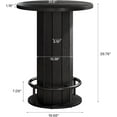 thumbnail image 2 of Finmind Black Round Bar Height Dining Table, Wood Strip Base with Footrest for Home Commercial Space, 2 of 7
