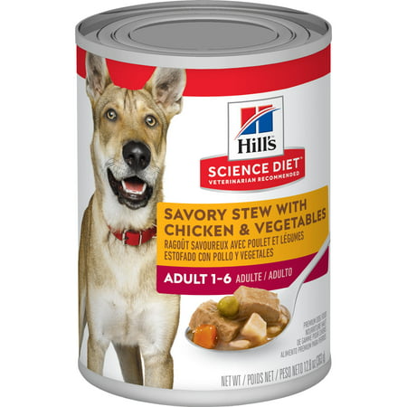 Hill's Science Diet (Spend $20, Get $5) Adult Canned Dog Food, Savory Stew with Chicken & Vegetables, 12.8 oz, 12 Pack wet dog food-See description for rebate (Best Canned Dog Food For Seniors)