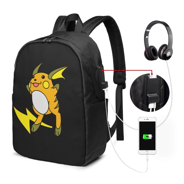 Mochila de viaje Pokémon para portátil, resistente al agua y antirrobo, con puerto de carga USB, de 17 pulgadas, ideal para negocios, trabajo, universidad, etc., ideal como mochila informal.