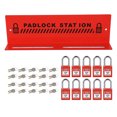 thumbnail image 1 of Bloqueo de llave de apagado industrial para 10 candados Estación de candados de seguridad de acero rojo, 1 of 8