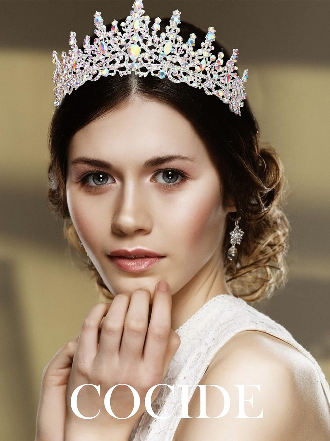COCIDE Silver Tiara and Crown for Women Crystal Queen Crowns Rhinestone Pri GET IT Silver+Aurora Borealis-COCIDE Gold Crowns compatible Women