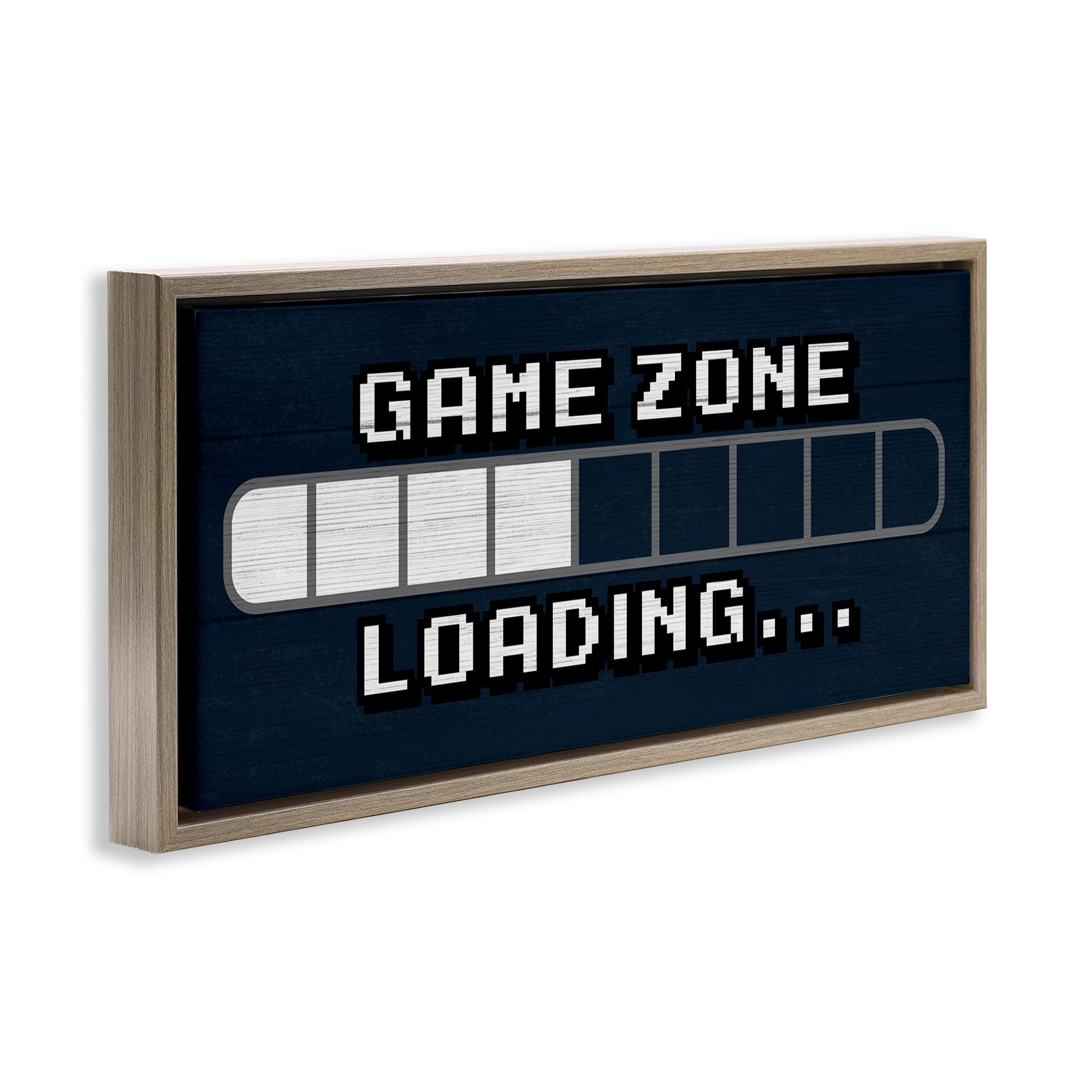 Stupell Industries Game Zone Loading Pixels Art for Kids Painting Brown Floater Framed Canvas Art Print Wall Art, 31 x 14