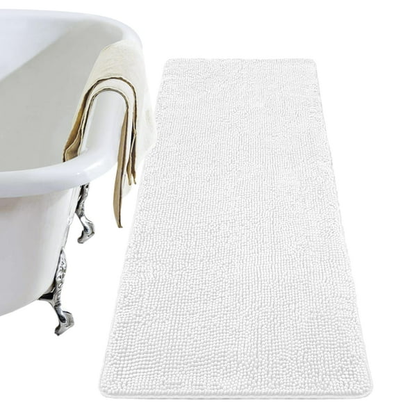 Alfombra de baño LOCHAS Luxury Shaggy, 60 x 180 cm, absorbente, color blanco