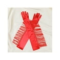 thumbnail image 6 of Women's Long Satin Finger Gloves with Tassels Arm Warmer Elbow Length Sleeves for Female Halloween Opera Dance Wedding Party Red, 6 of 6