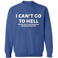 thumbnail image 2 of OXI Crewneck Sweatshirt - I Can't Go To Hell, Basic Casual Sweatshirts for Men's and Women Fleece Sweatshirt Long Sleeve - Indigo Blue Large, 2 of 2