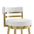 thumbnail image 5 of Madrid Bar Stool 30" Seat Height Swivel with Gold Brushed Stainless Steel and White Faux Leather, 5 of 11