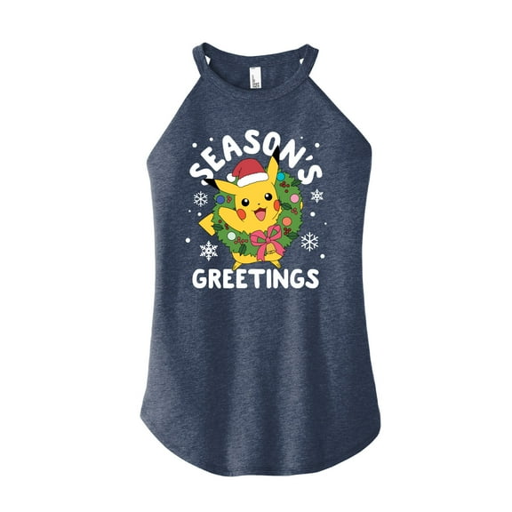 Pokémon - Pikachu Seasons Greetings - Juniors High Neck Tank Top