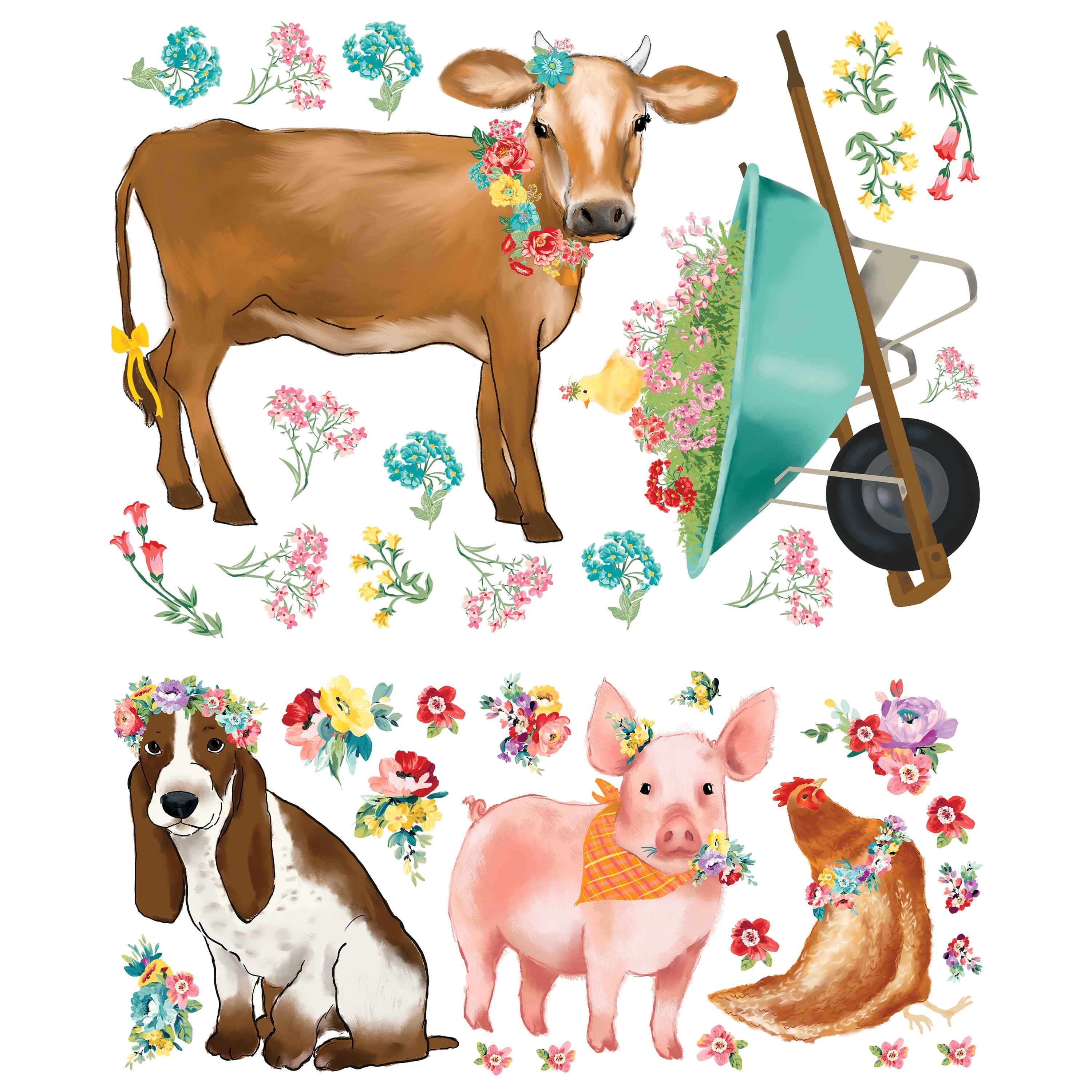 The Pioneer Woman Ranch Animals 37-Piece Giant Peel & Stick Wall Decals Set