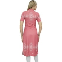 Bimba Women's Peach Printed Tunic Top Designer Kurta Short Sleeve Kurti Top-8