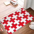 thumbnail image 2 of Salouo Red Cross 1 Pattern Outdoor Indoor Sturdy Doormats 16’’×24’’, Anti Fatigue Soft Flannel Thick Door Mat,Non-Slip Rectangle Rug Cushion, 2 of 7
