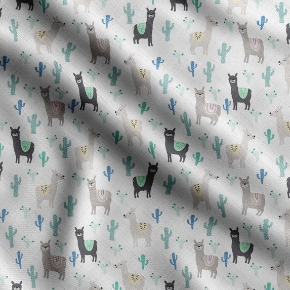 Soimoi Llama Alpaca Print,Cotton Cambric, Quilting Fabric Sold by The Yard 42 Inch Wide, Medium Weight Cotton Fabric, SewingSupplies, Pear Green