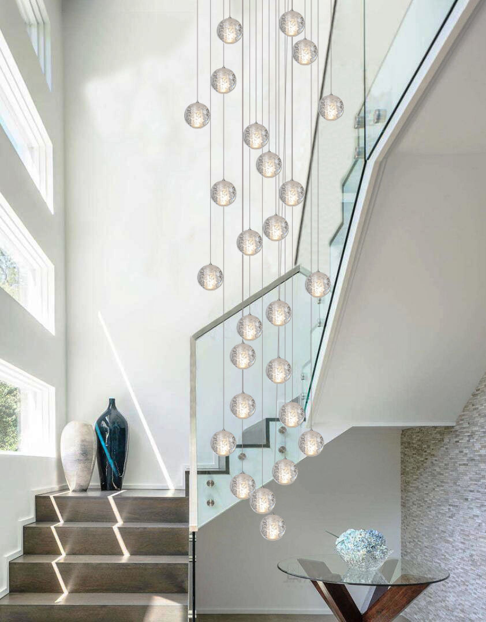 26 Lights Mini Chandelier Flush Mount High Ceiling Chandeliers for Living Stairwell Pendant Light Fixtures Crystal Bubble Lights Raindrop Modern Foyer Chandelier Lighting,LED Bulbs Included