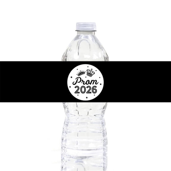 Koyal Wholesale Prom Night Black Water Bottle Labels, Waterproof Party Stickers, 20 Pack