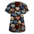 thumbnail image 3 of Garbnen Valentines Scrub Plus Size Love Heart Pattern V Neck Short Sleeve Stretch Nursing Uniform with Pocket Medical Scrub Tops Women Design Cute S-5XL, 3 of 5