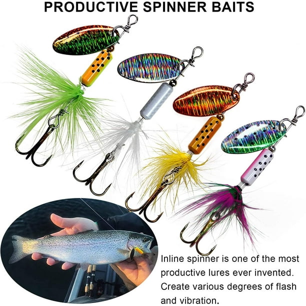 THKFISH Spinner Baits Fishing Spinners Spinnerbait Trout Lures Fishing Lures  for Bass Trout Crappie 