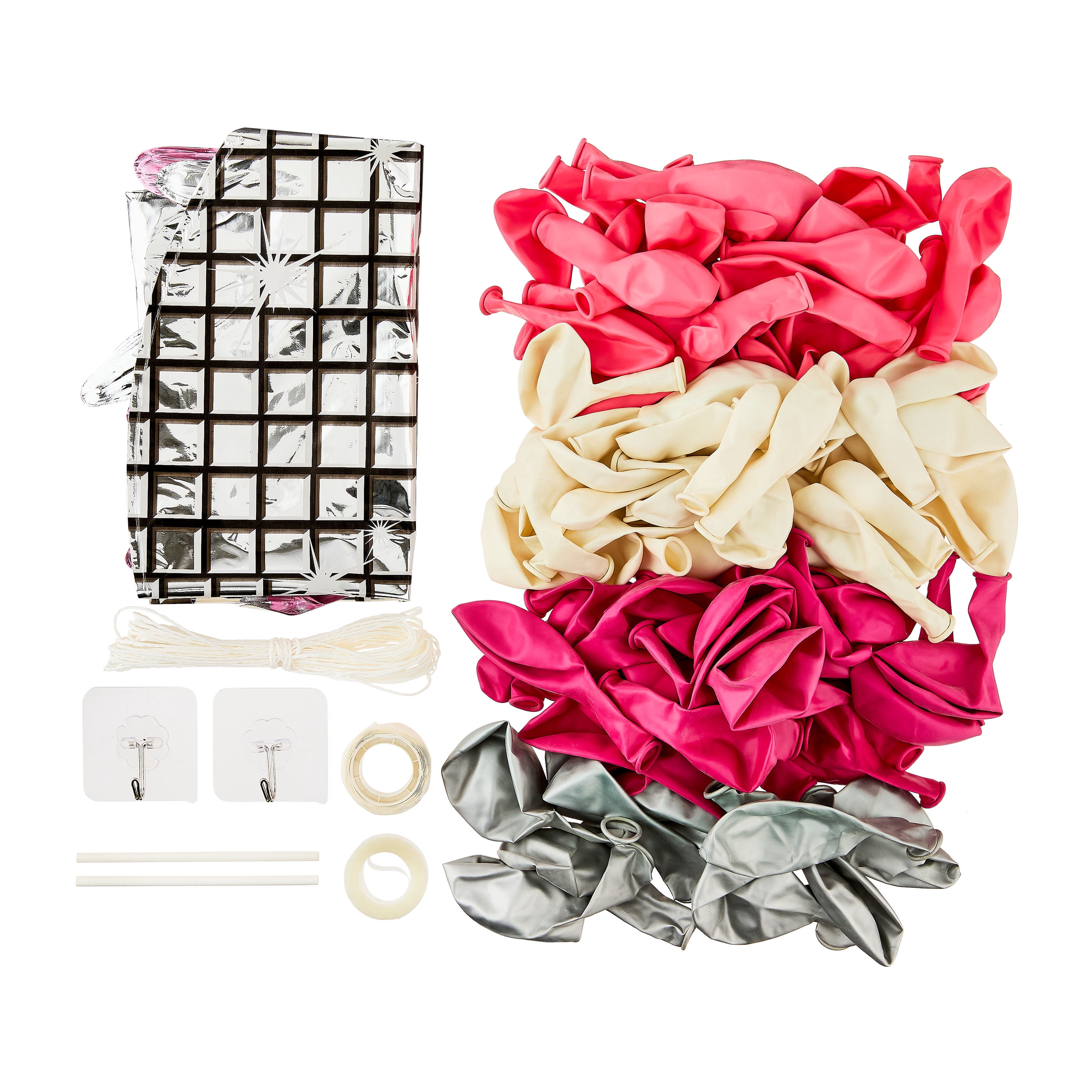 Pink/Silver/White Disco Balloon Arch, 131 Pieces, by Way To Celebrate