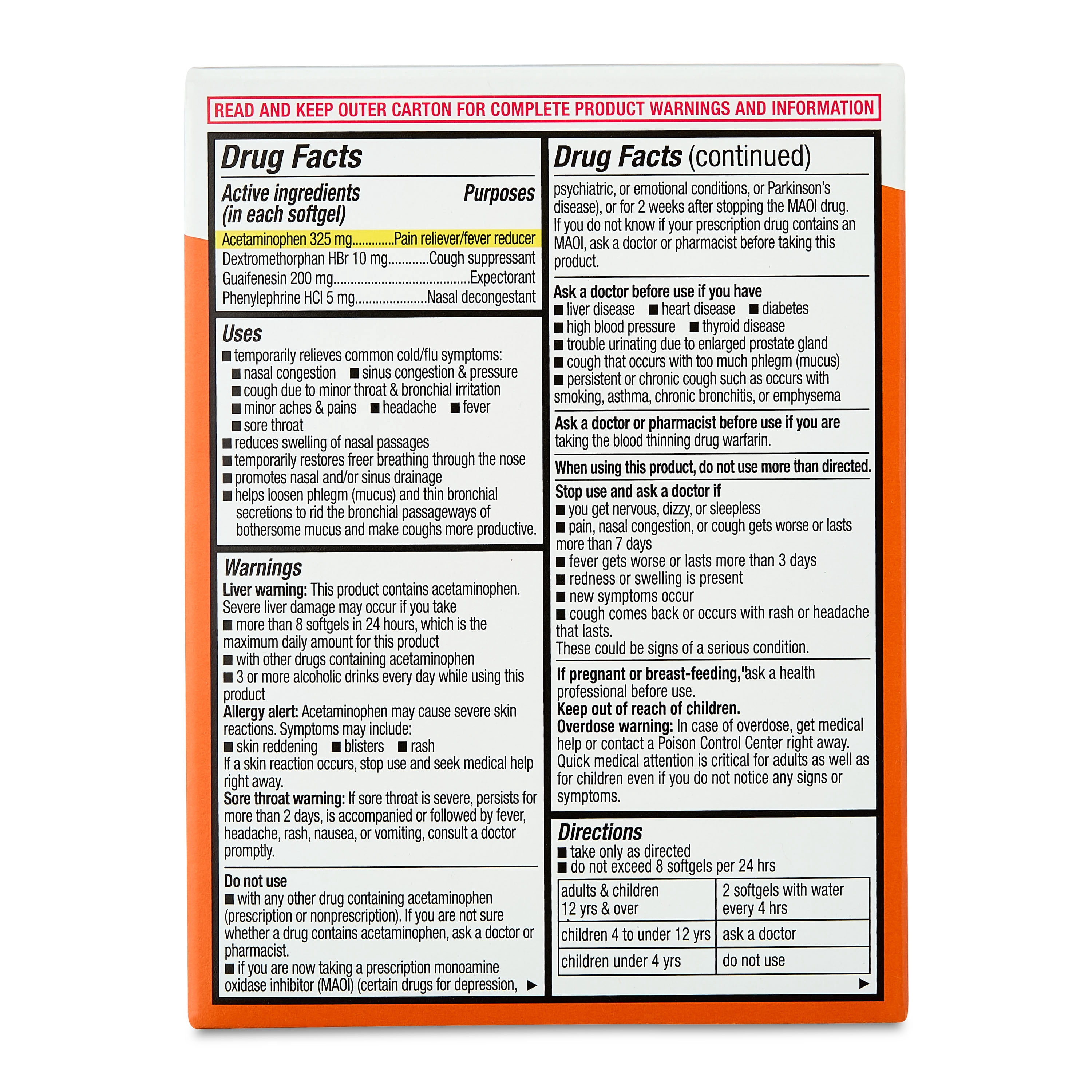 Equate Non Drowsy Daytime Severe Cold & Flu Softgels, Maximum Strength, 24 Count