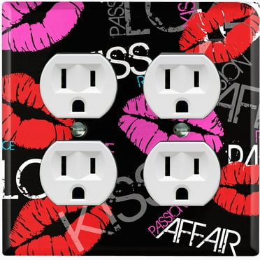 Metal Light Switch Plate Cover Lipstick Kisses Love Romance Black LOV008