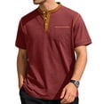 thumbnail image 2 of Mens Henley Shirts Short Sleeve Casual Button Basic T-Shirts Summer Classic Vintage Tee Shirts with Pocket, XL, 2 of 7
