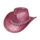 thumbnail image 1 of Sombrero de vaquero elegante y brillante, gorra de ala ancha para conciertos, fiestas y juegos de rol. Rosa, 1 of 9