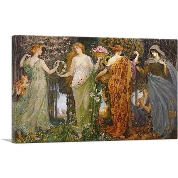 ARTCANVAS A Masque For The Four Seasons 1905 Canvas Art Print by Walter Crane - Size: 26" x 18" (0.75" Deep)