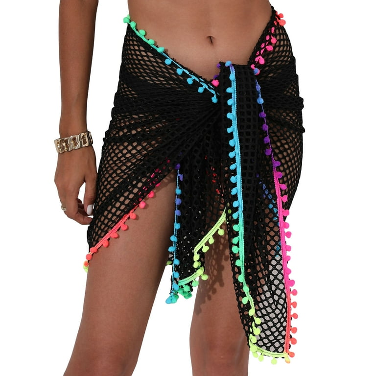 Women Bikini Cover Ups Shawl Summer Casual Fishnet Cutout Swimsuit