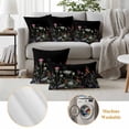 thumbnail image 6 of Spring Floral Outdoor Waterproof Pillow Covers, Black Farmhouse Botanical Watercolor Decorative Rectangle Throw Pillowcase Sofa Cushion Sham for Patio/Couch/Chair, 20"x12" 2 Pack, 6 of 8